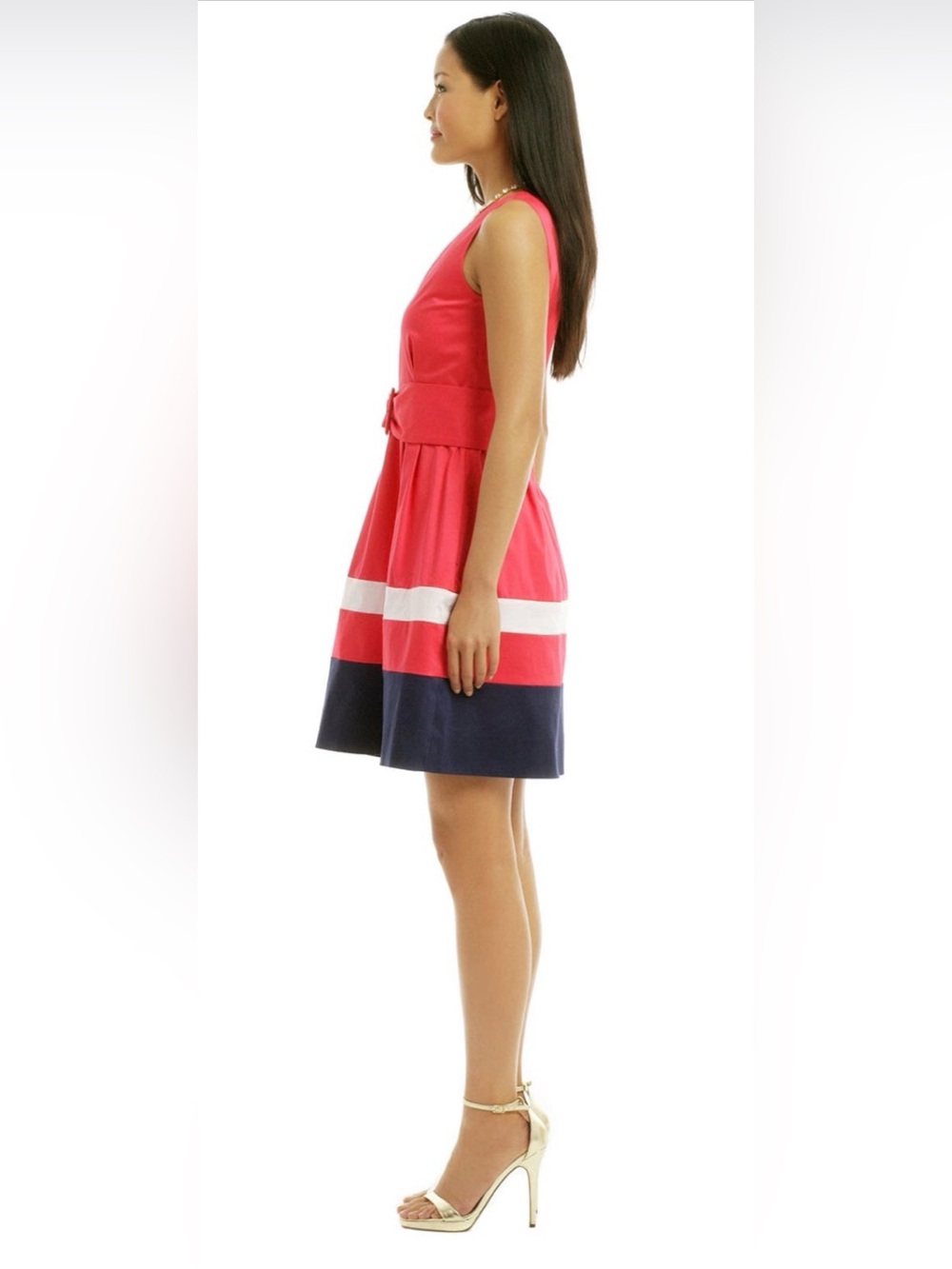 Kate Spade Sawyer Belted Colorblock Dress Pink/Red White Navy Stripe Fit Flare 6 - Picture 4 of 13